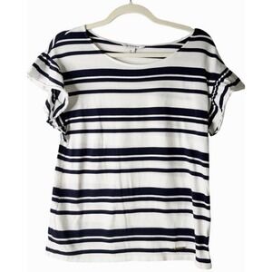 Pedro Del Hierro Women's Navy & White Striped Top Size Small